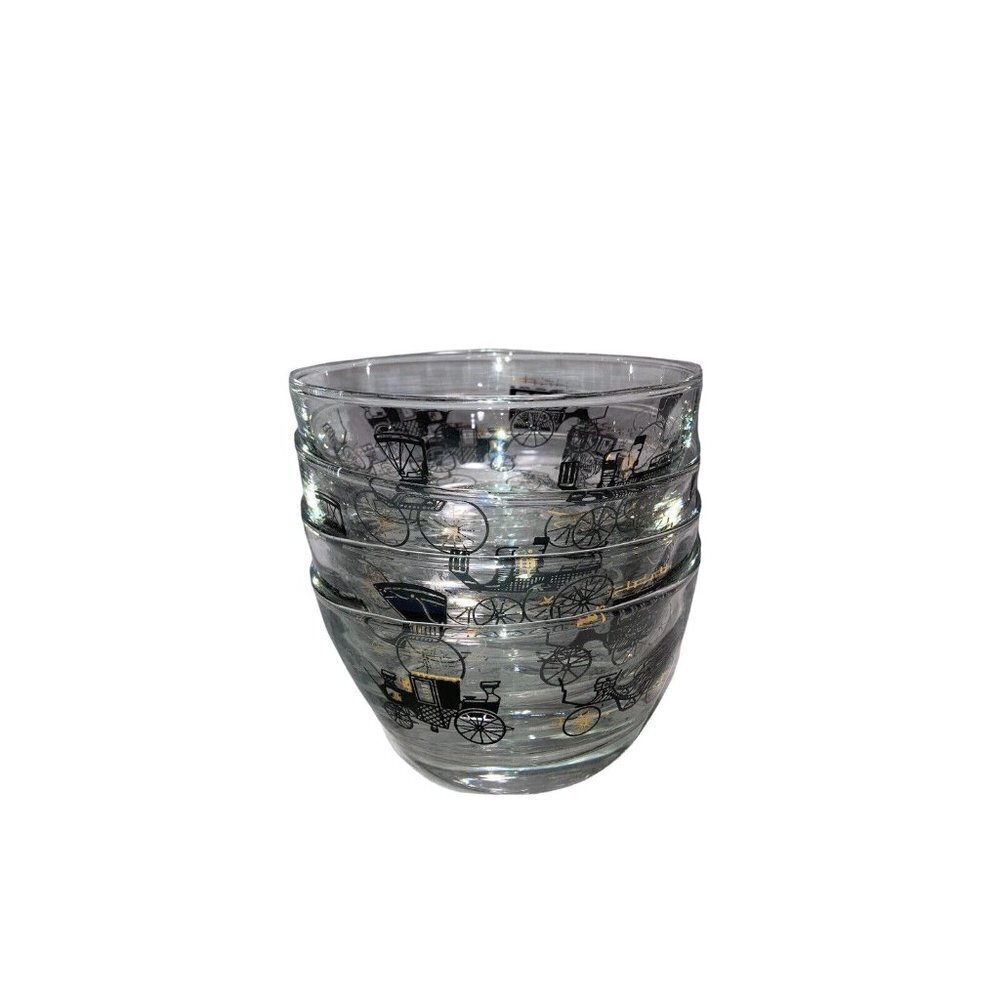 Vintage MCM Libbey Horseless Carriage Snack Nut Candy Bowls Barware set‎ of 4 - Picture 2 of 4